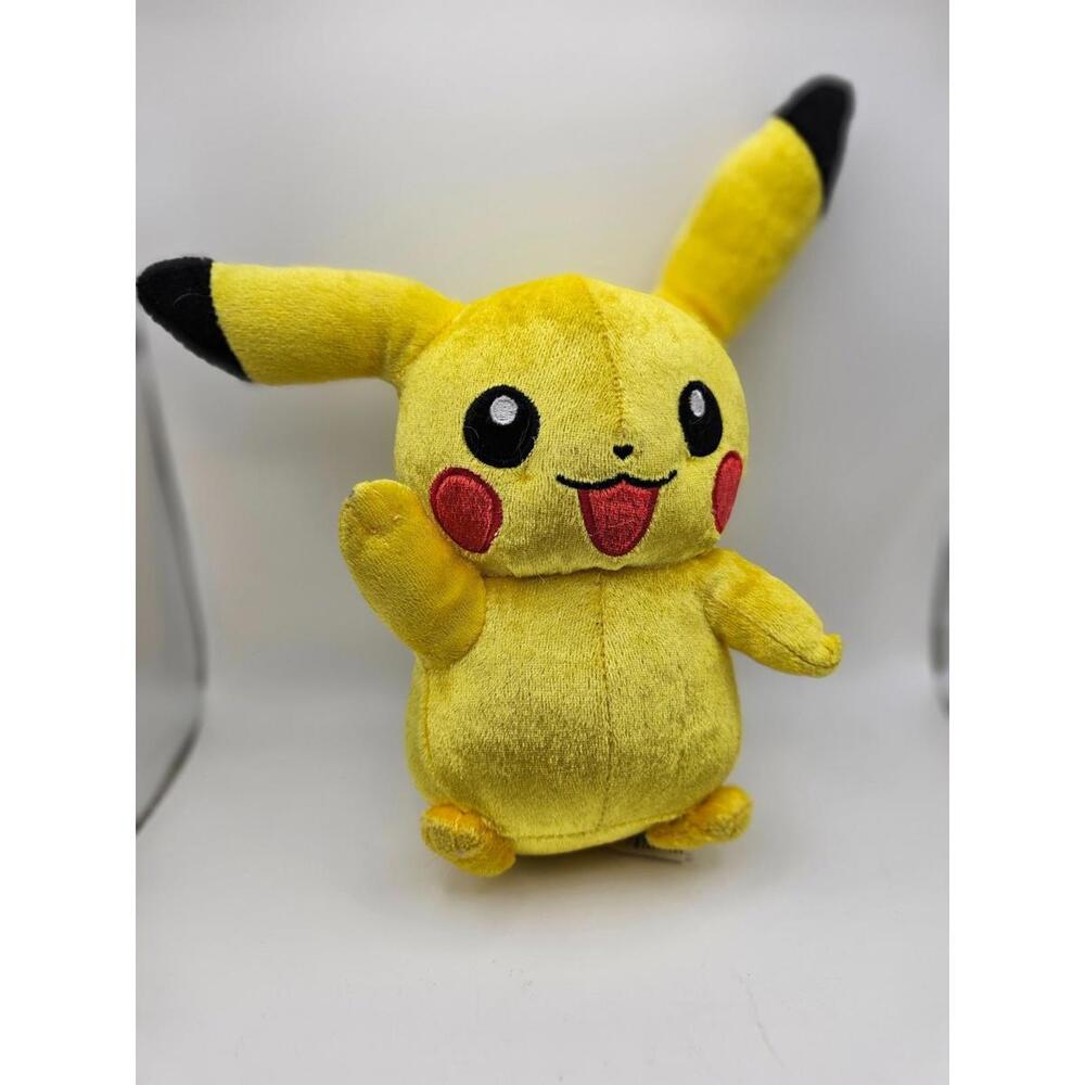 Tomy Pokemon Pikachu Plush Stuffed 9" Toy, Eyes Open Smiling Official 2016